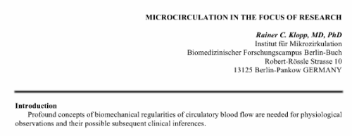 Microciculation in the focus of science